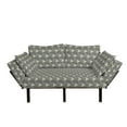 thumbnail image 1 of Grey Geometric Futon Couch, Diagonal and Horizontal Lines Forming Triangles Abstract Repeating Motifs, Daybed with Metal Frame Upholstered Sofa for Living Dorm, Loveseat, Grey Cream, by Ambesonne, 1 of 4