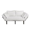 thumbnail image 1 of Grey Geometric Futon Couch, Vintage Retro Style Mosaic Ornament Checkered and Striped Design, Daybed with Metal Frame Upholstered Sofa for Living Dorm, Loveseat, Pale Grey and White, by Ambesonne, 1 of 4