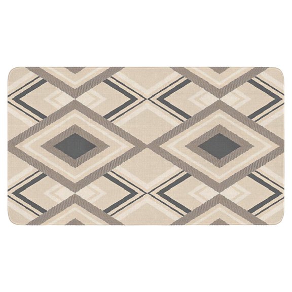 Grey Geometric Indoor Door Mat - Anti-Slip, Low Profile, Dirt Resistant, Absorbent - Ideal Entrance Mat for Entryway, Doorway, Bath, Kitchen