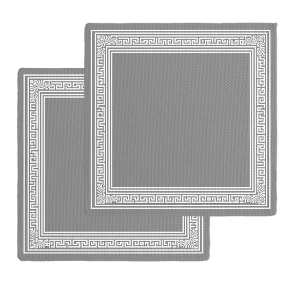 Grey Geometric Kitchen Dish Towels for Drying Dishes Set of 2, Bohemia Tribal Farm Tribal Patterned Waffle Weave Microfiber Hand Tea Bathroom Towels Quick Dry & Absorbent Towel 12x12