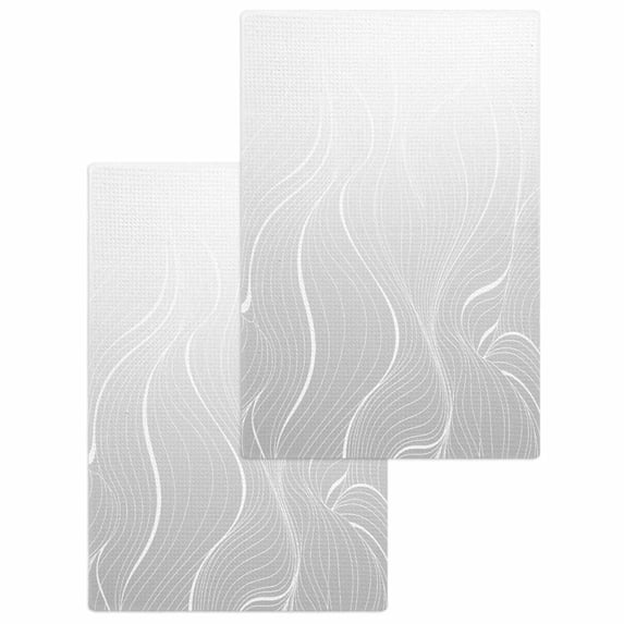 Grey Geometric Kitchen Dish Towels for Drying Dishes Set of 2, Modern White Stripe Abstract Distortion Art Waffle Weave Microfiber Hand Tea Bathroom Towels Quick Dry & Absorbent Towel 15.7x23.6