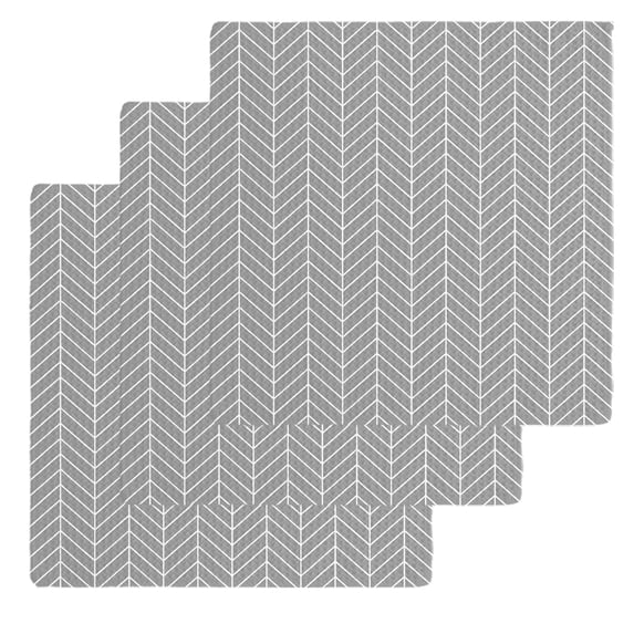 Grey Geometric Kitchen Dish Towels for Drying Dishes Set of 3, Modern Pure Color Abstract Striped Waffle Weave Microfiber Hand Tea Bathroom Towels Quick Dry & Absorbent Towel 12x12