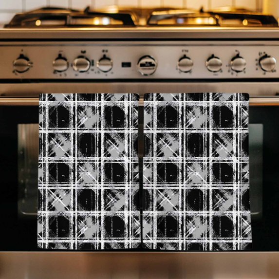 Grey Geometric Kitchen Towels Set of 3, Black White Boho Absorbent Dish Towels for Kitchen, Microfiber Hand Towel, Quick Drying Tea Towel for Cleaning Decorative Dishcloths