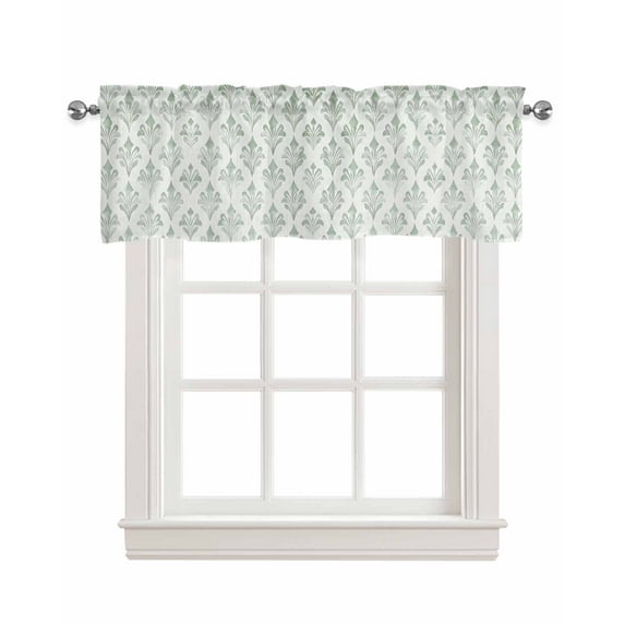 Grey Geometric Kitchen Valances for Windows Farmhouse Linen Window Valance Curtain for Living Room Window Treatment Modern Abstract Watercolor Color Block Valance Rod Pocket Topper, 54 x 18 Inch