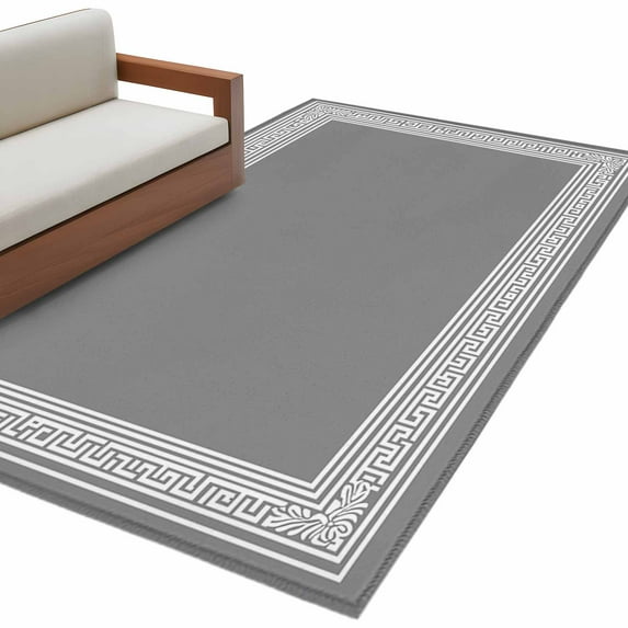 Grey Geometric Large Area Rugs for Bedroom Living Room, Soft Non Slip Carpet Bedside Rug, Bohemia Tribal Farm Tribal Patterned Rectangular Floor Cover Kitchen Accent Rug 4'x6' for Dining Room/Office