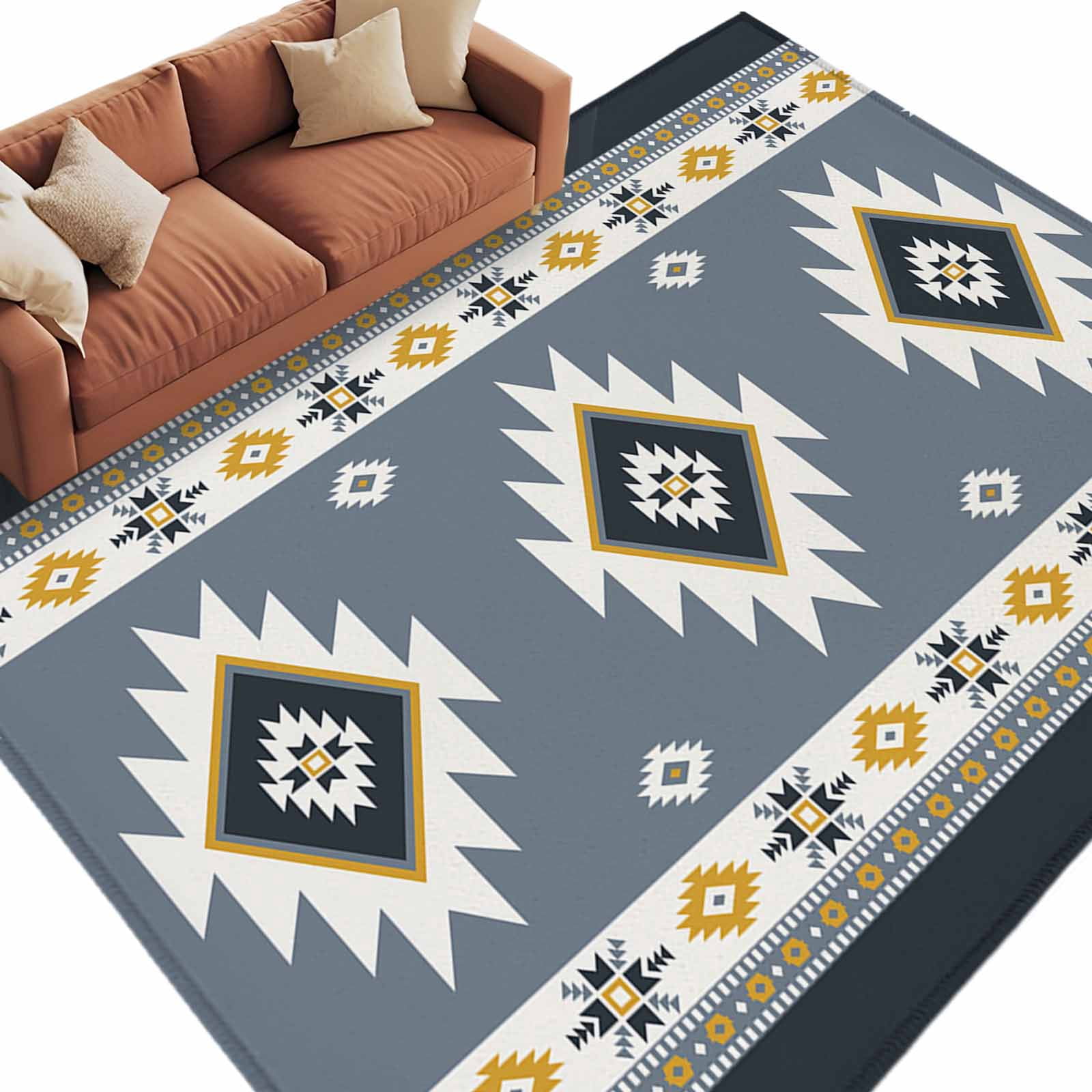 Grey Geometric Large Area Rugs for Bedroom Living Room, Soft Non Slip ...