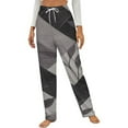 thumbnail image 1 of Grey Geometric Leaf Pattern Winter Female Pants Flannel High Waist Women Pants Lady Warm Straight Leg Plush Trousers, 1 of 7