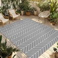 thumbnail image 1 of Grey Geometric Outdoor Rug for Patio/Deck/Porch, Non-Slip Large Area Rug 5 x 8 Ft, Modern Pure Color Abstract Striped Indoor Outdoor Rugs Washable Area Rugs, Reversible Camping Rug Carpet Runner, 1 of 8