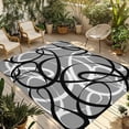 thumbnail image 1 of Grey Geometric Outdoor Rug for Patio/Deck/Porch, Non-Slip Large Area Rug 6 x 9 Ft, Retro Black White Abstract Striped Lines Indoor Outdoor Rugs Washable Area Rugs, Camping Rug Carpet Runner, 1 of 8