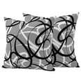 thumbnail image 1 of Grey Geometric Outdoor Waterproof Pillow Covers, Retro Black White Abstract Striped Lines Decorative Square Throw Pillowcase Sofa Cushion Sham for Patio/Couch/Chair, 20"x20" 2 Pack, 1 of 8