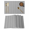 thumbnail image 1 of Grey Geometric Placemats Set of 4, Modern Pure Color Abstract Striped Placemats for Dining Table, Place Mats for Kitchen Tabletop, Waterproof Wipeable Dining Table Mats Set, 1 of 9
