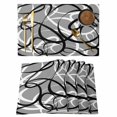 thumbnail image 1 of Grey Geometric Placemats Set of 8, Retro Black White Abstract Striped Lines Placemats for Dining Table, Place Mats for Kitchen Tabletop, Waterproof Wipeable Dining Table Mats Set, 1 of 9