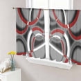 thumbnail image 1 of Grey Geometric Semi Sheer Curtains 45 Inch Length 2 Panels Set, Modern Abstract Black White Red Striped Sheer Kitchen Curtain Privacy Voile Window Curtain for Living Room Bedroom Rod Pocket Drapes, 1 of 7