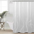 thumbnail image 1 of Grey Geometric Shower Curtain Set, Waterproof Shower Curtains for Bathroom, Modern White Stripe Abstract Distortion Art Washable Fabric Cloth Bath Curtain for Bathtub with Hooks 54x78 Inches, 1 of 6
