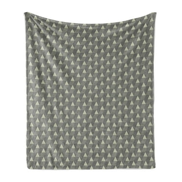 Grey Geometric Soft Flannel Fleece Throw Blanket, Diagonal and Horizontal Lines Forming Triangles Abstract Repeating Motifs, Cozy Plush for Indoor and Outdoor Use, 60" x 80", Grey Cream, by Ambesonne