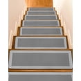thumbnail image 1 of Grey Geometric Stair Treads for Wooden Steps Indoor Runner Rug Carpet, Bohemia Tribal Farm Tribal Patterned 4 Pieces Peel and Stick Staircase Step Treads Covers Washable Throw Door Mats, 30"x8", 1 of 6