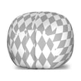 thumbnail image 1 of Grey Geometric Storage Toy Bag Chair, Harlequin Style Pattern with Diamonds Elongated Square Shapes Print, Stuffed Animal Organizer Washable Bag, Small Size, Pale Grey and White, by Ambesonne, 1 of 3