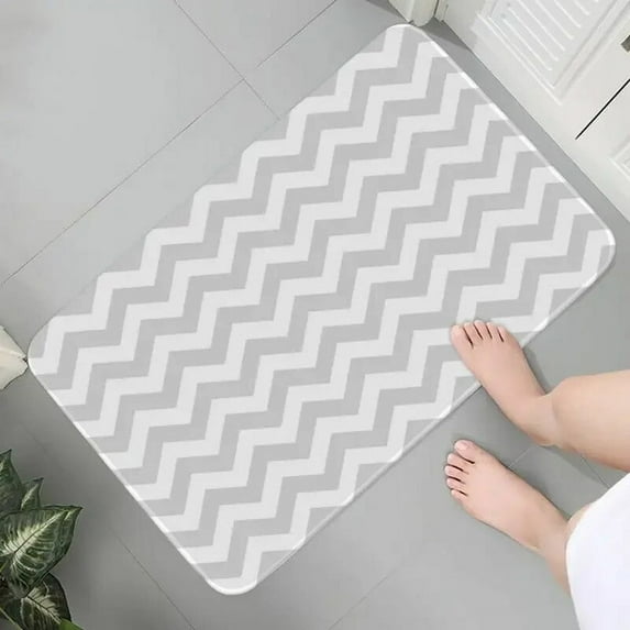 Grey Geometric Striped Printed Flannel Floor Mat Bathroom Decor Carpet Non-Slip For Living Room Kitchen welcome Doormat