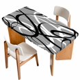 thumbnail image 1 of Grey Geometric Table Cloths for 4 Foot Rectangle Tables, Retro Black White Abstract Striped Lines Patio Waterproof Elastic Fitted Tablecloths, Washable Rectangular Table Cover for Camping, 1 of 8