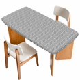 thumbnail image 1 of Grey Geometric Table Cloths for 6 Foot Rectangle Tables, Modern Pure Color Abstract Striped Patio Waterproof Elastic Fitted Tablecloths, Washable Rectangular Table Cover for Camping, 1 of 8