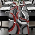 thumbnail image 1 of Grey Geometric Table Runner 36 Inches Long, Modern Abstract Black White Red Striped Kitchen Coffee Dining Table Decoration for Home Party Birthday Wedding Home Decor 13x36 Inches, 1 of 8