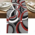 thumbnail image 1 of Grey Geometric Table Runner - 72 Inch Long, Kitchen Dining Table Runner Dresser Scarves, Modern Abstract Black White Red Striped Farmhouse Decor for Coffee Tables Wedding Party Banquet, 1 of 8