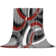 thumbnail image 1 of Grey Geometric Throw Blanket for Couch,Soft Lightweight Flannel Fleece Blanket,Modern Abstract Black White Red Striped Microfiber Plush All Season Decorative Blankets for Sofa Office Travel 40"x50", 1 of 9