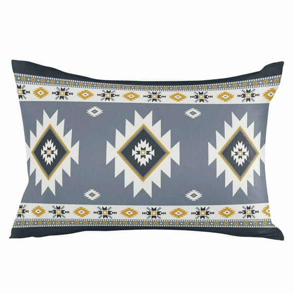 Grey Geometric Throw Pillow Cover 20 x 36 Inch Decorative Pillow Cover Boho Aztec Southwest Abstract Plaid Lumbar Pillowcase Seasonal Rectangle Cushion Case for Couch Sofa Bed Living Room