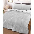 thumbnail image 1 of Grey Geometric Twin Size Down Alternative Comforter,Lightweight Comforter Quilt Bedding Set with Pillow Shams Modern White Stripe Abstract Distortion Art Bed Comforter Duvet Insert 68"x86", 1 of 7