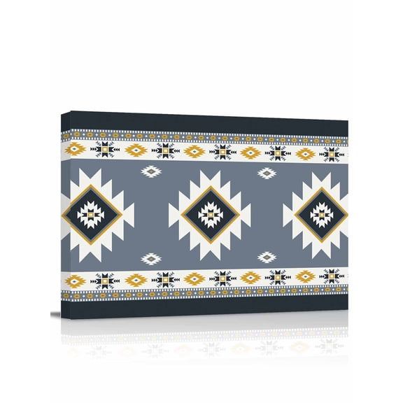 Grey Geometric Wall Art for Living Room,Canvas Picture Wall Decor for Bathroom Bedroom,Boho Aztec Southwest Abstract Plaid Painting Artwork for Office Kitchen Hallway Dining Room Home Decor 12"x16"