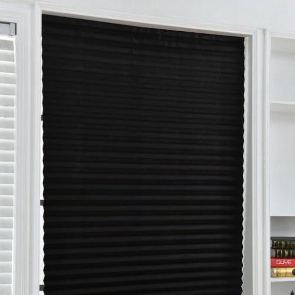 Grey Ghost Gear Cordless Blackout Fabric Pleated Window Shade, Black 60cm x 150cm