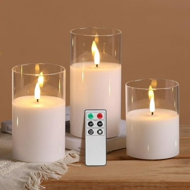 Eywamage Sunflower Glass Flameless Candles With Remote, Flickering