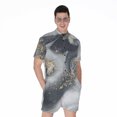 thumbnail image 1 of Grey Gold Liquid Marble Short Sleeve Men'S Rompers Casual Summer Jumpsuits Outfit, 1 of 4