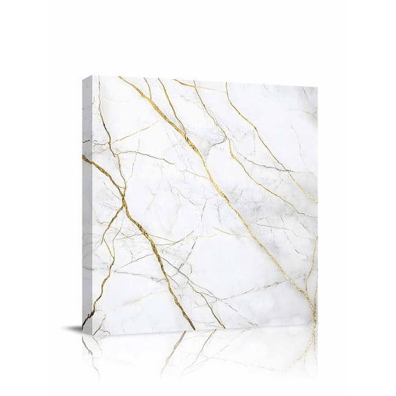 Grey Gold Marble Canvas Wall Art, Gold Lines Abstract Art Modern Framed Wall Decor Modern Artwork Prints Painting for Living Room, Bedroom, Kitchen & Cafe Decor 20x20 Inch