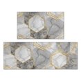 thumbnail image 1 of Grey and Gold Marble Pattern Anti Fatigue Kitchen Rugs Set Of 2, Non Slip Washable Decorative Floor Mats for Kitchen Sink Laundry, 17"x30" and 17"x47", 1 of 6
