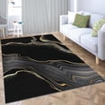 thumbnail image 1 of Grey Gold Striped Marble Texture Area Rug Light Luxury Black Large Rugs Indoor Non Slip Machine Washable Breathable Durable Carpet Front Entrance Floor Decor 5x7 Non-slip Soft, 1 of 5