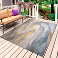 thumbnail image 1 of Grey Golden Outdoor Rug for Patio/Deck/Porch, Non-Slip Large Area Rug 4 x 6 Ft, Modern Oil Painting Abstract Indoor Outdoor Rugs Washable Area Rugs, Reversible Camping Rug Carpet Runner, 1 of 8