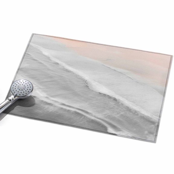 Grey Gradient Area Rugs 2x3ft Sea Waves Sandy Beach Coastal Scenery Floor Rug Non Slip Low Pile Ultra Soft Throw Carpet for Entryway Indoor Entrance Kitchen Bathroom