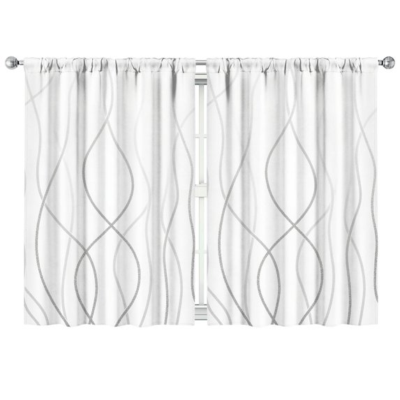 Grey Gradient Line Curtains-blackout Curtains Bedroom Decor Living Room Darkening Grommet Window Drapes 2 Panels Set 41"x63"