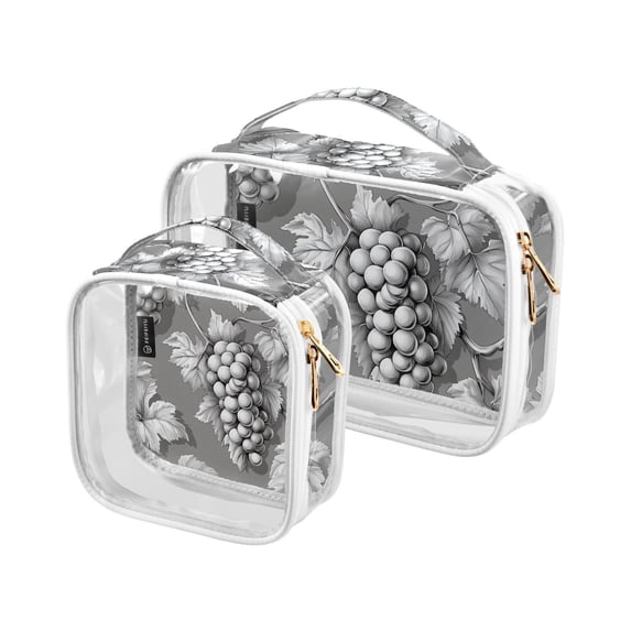 Grey Grapes Makeup Bags Set Travel Toiletry Bags Portable Cosmetic Bags Organizer Waterproof 2 Packs