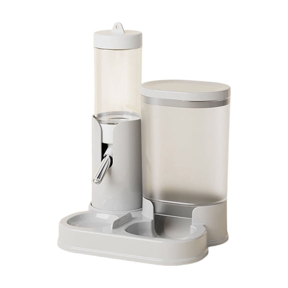 Grey Gray 2 In 1 Automatic Hamster Feeder Waterer Standing Water Bottle Food Bowl No Drip Water Dispenser Easy Clean For Small Animals