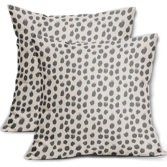 Grey Gray Cream Pillow Covers 16x16 Set of 2 Boho Polka Dot Throw Pillows Modern Brush Strokes Print Decorative Outdoor Pillowcase Square Cushion Cover Pillow Case for Home Sofa Couch Bed