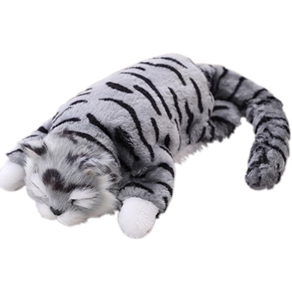 Grey Gray Electric Rolling Cat Toy For Kids Simulation Plush Kitten That Rolls Over With Sounds Soft Gift For Children Play