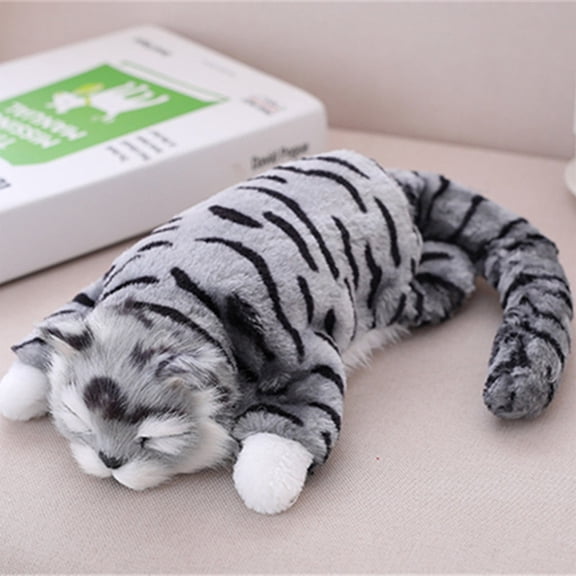 Grey Gray Electric Rolling Simulation Plush Cat Toy For Kids Touch Activated Tumbling Kitten Makes Sounds Soft Stuffed Animal Playmate Child'S Room