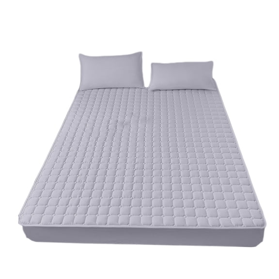 Grey Gray Fitted Mattress Pad For Double Bed Easy To Put On & Stays In Place Comfortable Sheet For Sleep