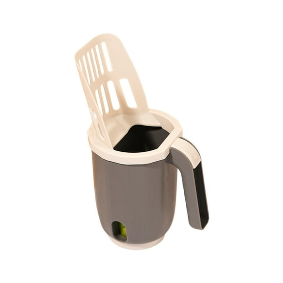 Grey Gray Kitty Waste Scoop With Integrated Storage For Bags And Hygiene Maintenance