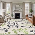 thumbnail image 1 of Grey Green Botanical Area Rugs 5'x7', Small Throw Rugs for Laundry Room Playroom, Rustic Country Spring Floral Summer Leaf Indoor Outdoor Rug Non-Slip Low Pile Carpet Runner Reversible Floor Mats, 1 of 8