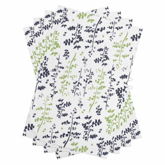 Grey Green Botanical Kitchen Towels Set of 4, Water Absorbent Dish Towel, Watercolor Spring Floral Summer Leaf Decorative Hand Towels - Quick Drying Cloth for Cooking Baking, 18x28 Inch