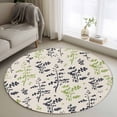 thumbnail image 1 of Grey Green Botanical Round Rug 4ft Washable Circle Entryway Rugs Non Slip Rustic Country Spring Floral Summer Leaf Area Rug Indoor Floor Carpet for Bedroom Kitchen Living Room Home Office Dining Room, 1 of 8