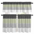 thumbnail image 1 of Grey Green Striped Kitchen Curtains Sets for Windows 36 Inch Length, Farmhouse Modern Rod Pocket Window Treatments Tier Curtains and Valances Set for Bedroom/Bathroom, 1 of 8